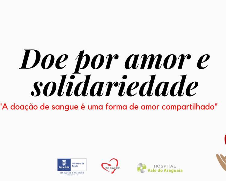 UCT de Água Boa vai realizar campanha no Dia Nacional do Doador de Sangue