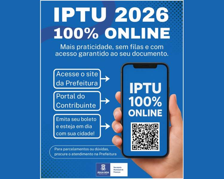 IPTU  2026 será 100% online em Água Boa