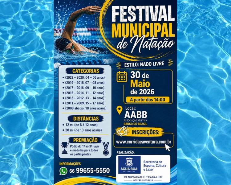 Festival Municipal de Natação está com inscrições abertas