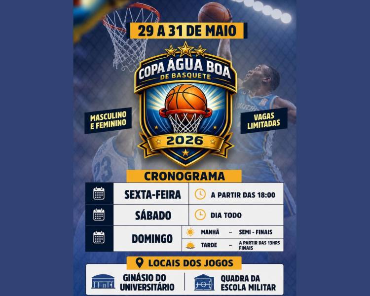 Água Boa se prepara para receber a Copa Água Boa de Basquete 2026 com equipes de toda a região 