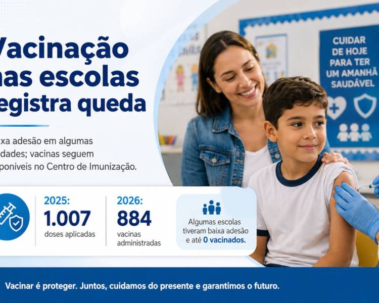 Vacinação nas escolas registra queda no total de doses aplicadas em relação ao ano passado