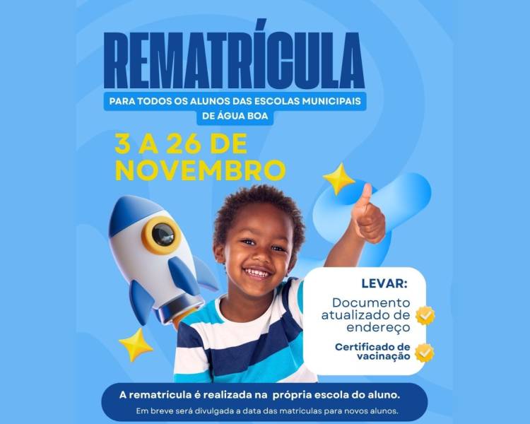 Rematrícula na rede municipal começa em 3 de novembro; saiba onde retirar o certificado de vacinação